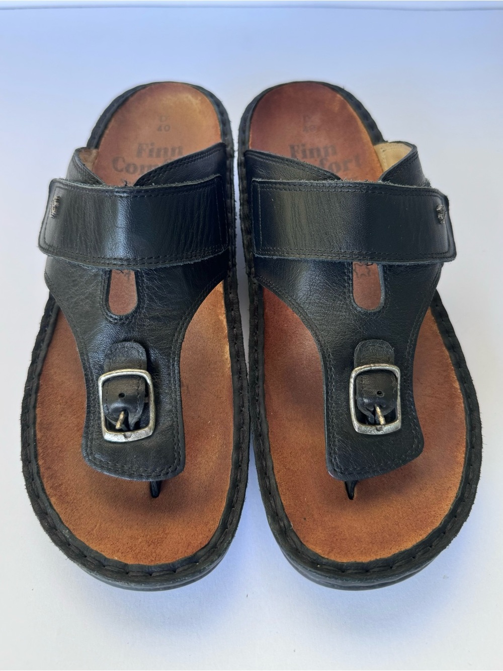 Finn Comfort Phuket Black Leather Thong Comfort Sandals US 9 EU 40 Germany